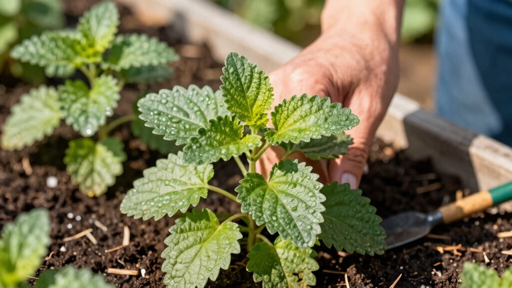 container grown lemon balm pruning shade consistency