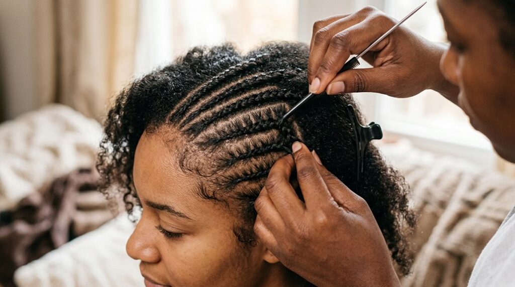 cornrowing natural hair without extensions