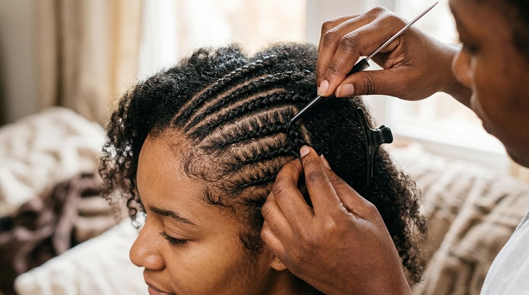cornrowing natural hair without extensions