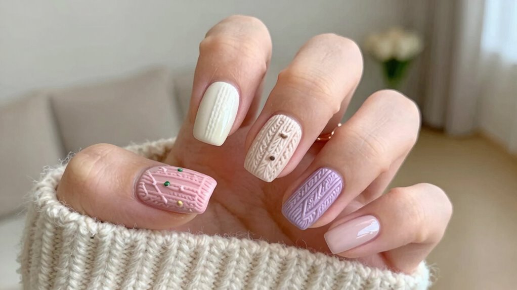 cozy sweater nails texture