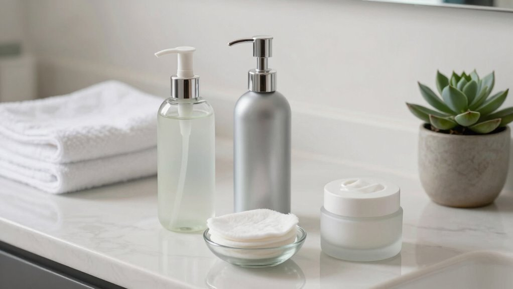 gentle cleanser hyaluronic serum moisturizer sunscreen