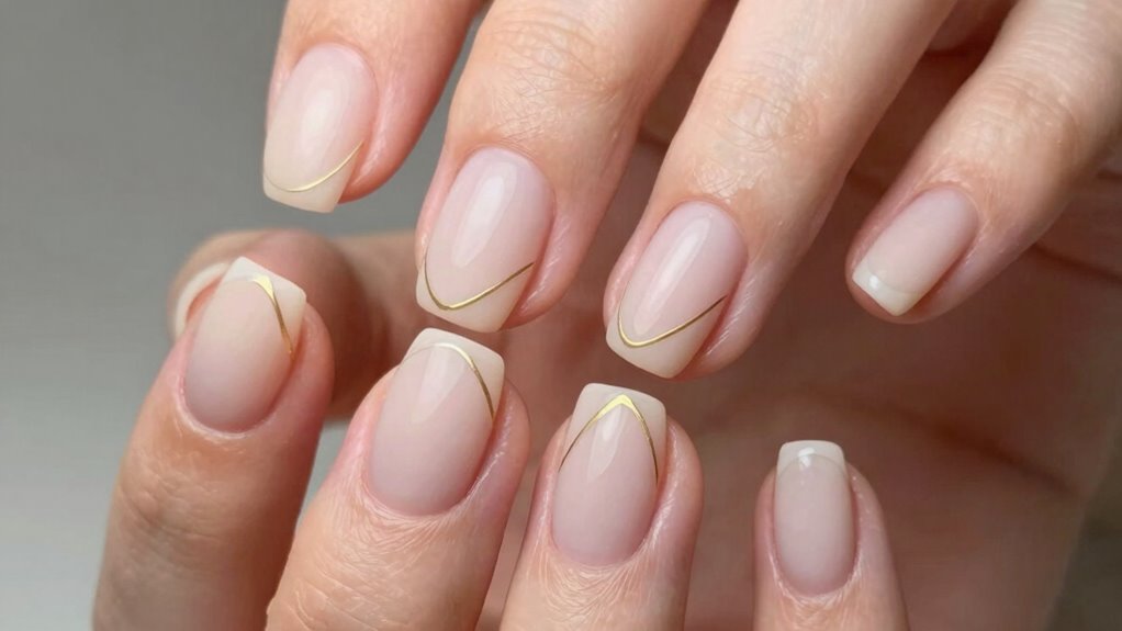 minimal nude nails with negative space