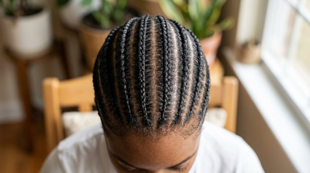 plain cornrows on natural hair at home