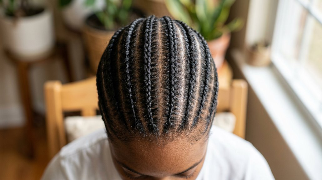 plain cornrows on natural hair at home