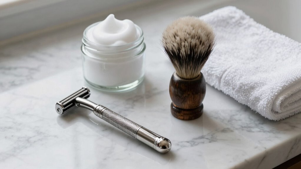 sharp razor lather brush ready