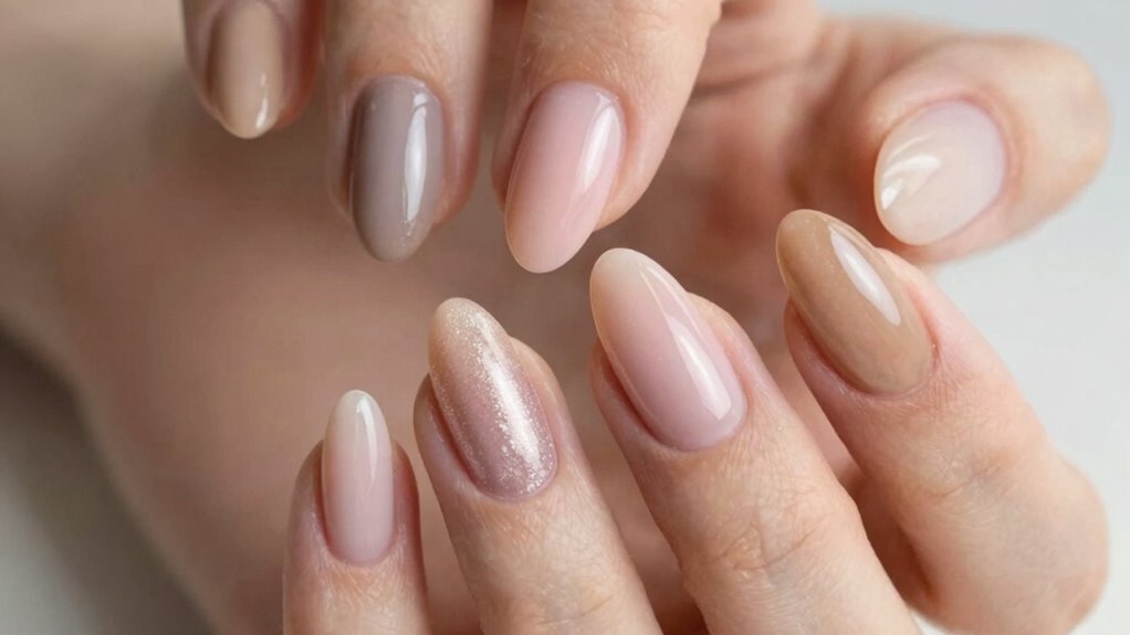 soft neutral almond nail shades
