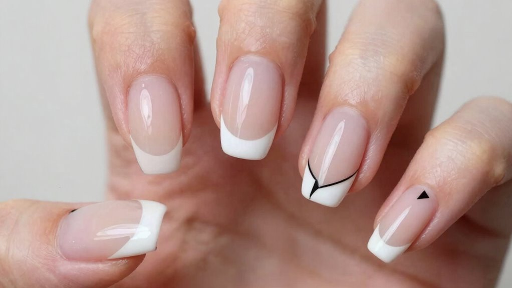 subtle french tips geometric accents