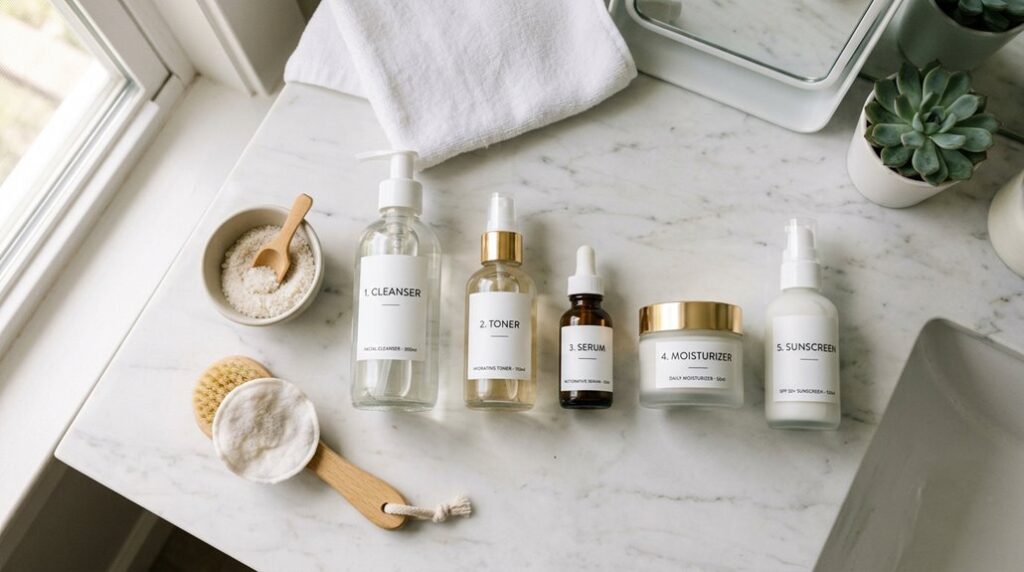 morning and evening skincare routine steps