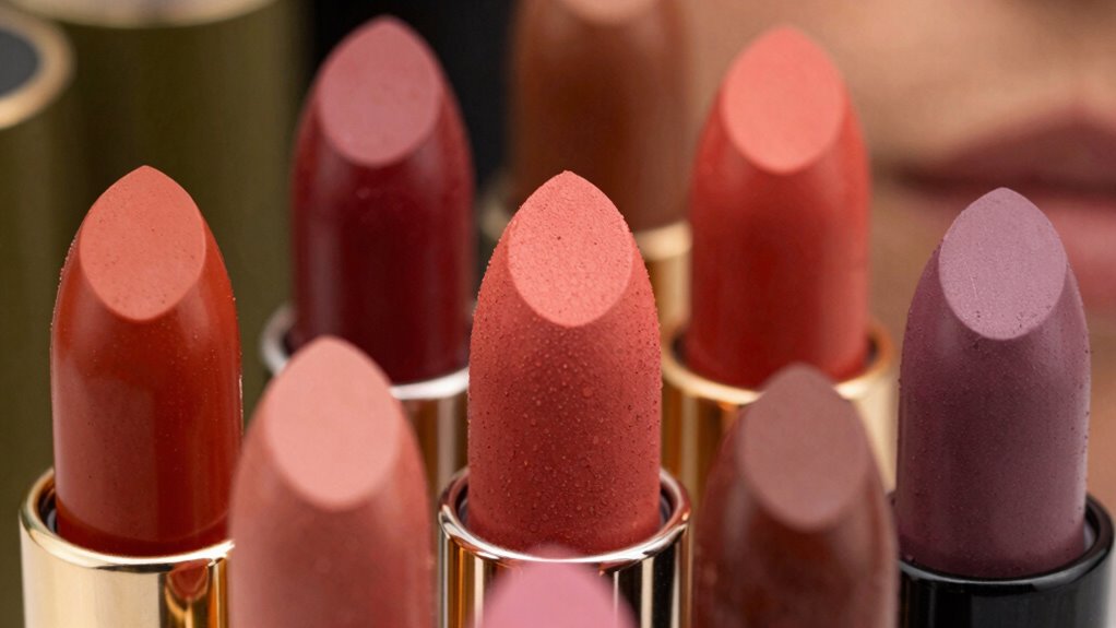 warm orange toned lipstick complements olive skin